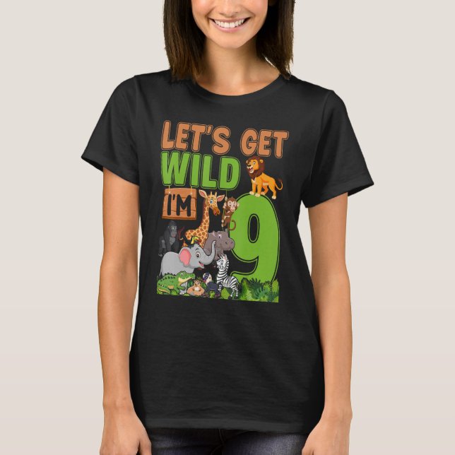 9 Year Old Zoo Birthday Safari Jungle Animal 9th B T-Shirt (Front)