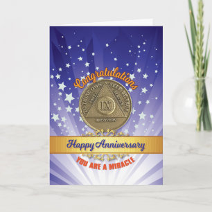 9 Year Recovery Coin Anniversary You Are A Miracle Card