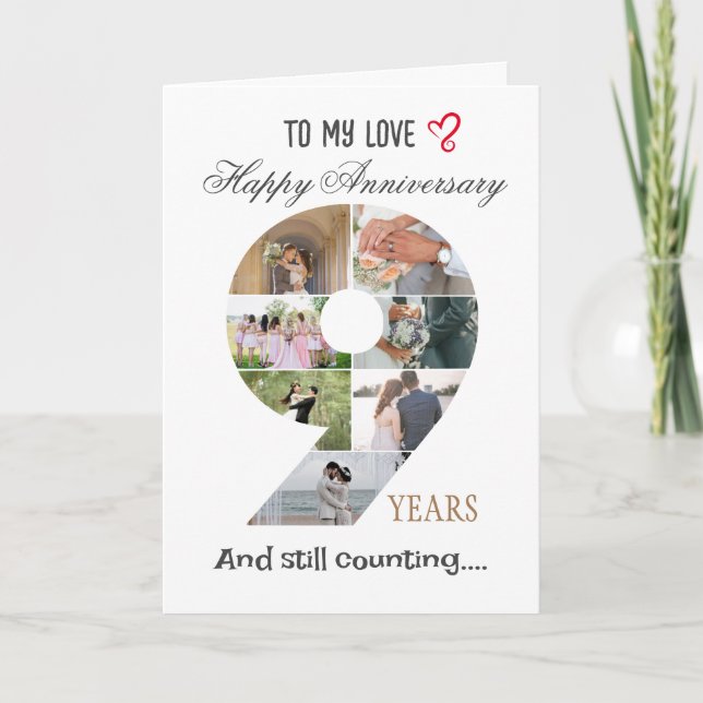 9 Year Wedding Anniversary Photo Card (Front)