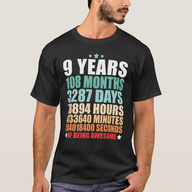 9 Years 108 Months Of Being Awesome  Nine Years Ol T-Shirt (Front)