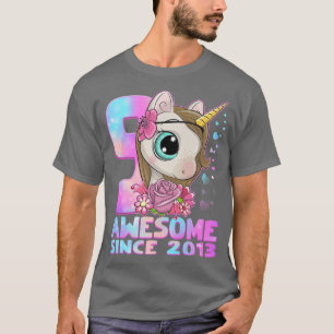 9 Years Cute Unicorn Awesome Since 2013 T-Shirt