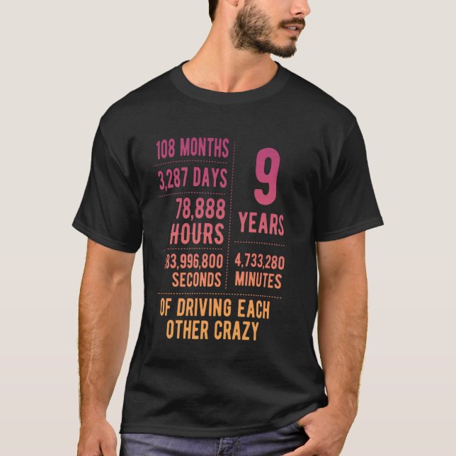 9 Years Married Funny 9th Wedding Anniversary T-Shirt (Front)