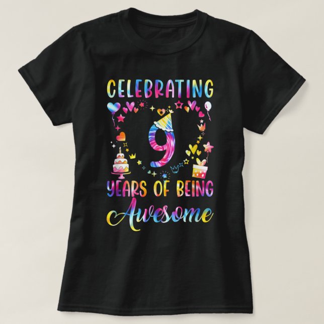 9 Years Of Being Awesome 9 Years Old 9Th Birthday  T-Shirt (Design Front)