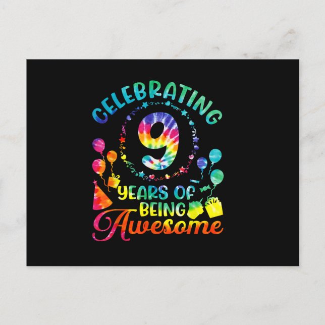 9 Years of Being Awesome 9th Birthday Gift Postcard (Front)