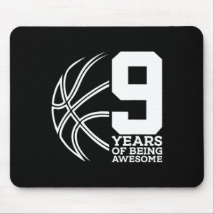 9 YEARS OF BEING AWESOME BASKETBALL 9TH BIRTHDAY MOUSE MAT