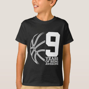 9 YEARS OF BEING AWESOME BASKETBALL 9TH BIRTHDAY T-Shirt