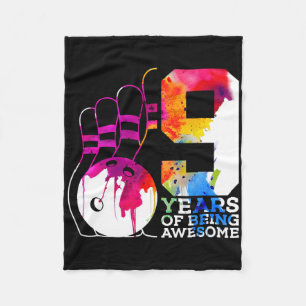 9 Years Of Being Awesome Bowling 9th Birthday Fleece Blanket