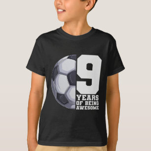 9 Years Of Being Awesome Boys Kids Soccer 9th Birt T-Shirt