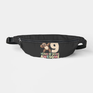 9 Years Of Being Awesome Dabbing Sloth 9th Birthda Bum Bags