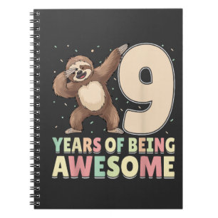 9 Years Of Being Awesome Dabbing Sloth 9th Birthda Notebook