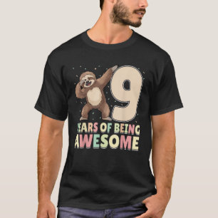 9 Years Of Being Awesome Dabbing Sloth 9th Birthda T-Shirt