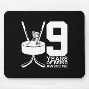 9 YEARS OF BEING AWESOME ICE HOCKEY 9TH BIRTHDAY MOUSE MAT