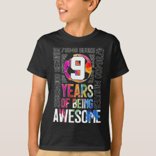 9 Years Of Being Awesome Soccer 9th Birthday T-Shirt