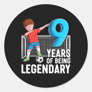 9 Years Of Being Legendary Cool Soccer Boy 9th Bir Classic Round Sticker