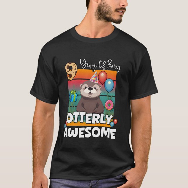 9 Years Of Being Otterly Awesome Sea Otter Ninth B T-Shirt (Front)