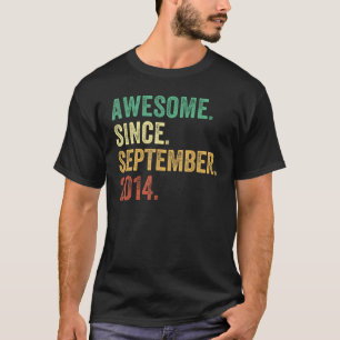 9 Years Old  9th Birthday Awesome Since September  T-Shirt
