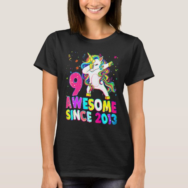 9 Years Old 9th Birthday Ballet Unicorn Girl Since T-Shirt (Front)