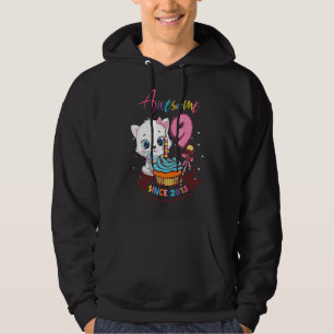 9 Years Old 9th Birthday Girls Cute Cat Awesome Si Hoodie
