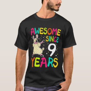 9 Years Old 9th Birthday Llama Dabbing Awesome Sin T-Shirt