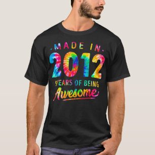 9 Years Old 9th Birthday Made 2012 Tie Dye Men Wom T-Shirt