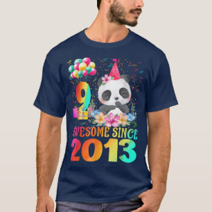 9 Years Old 9th Birthday Panda Awesome Since 2013 T-Shirt