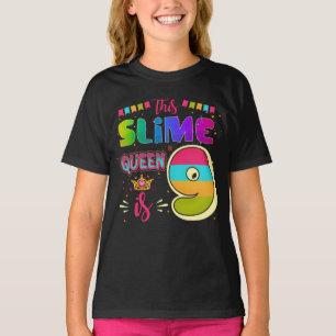 9 Years Old 9th Birthday Slime Queen Girl Party T-Shirt