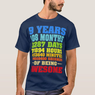 9 Years Old 9th Birthday Vintage Retro  108 Months T-Shirt