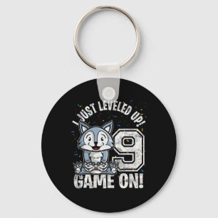 9 Years Old 9th Birthday Wolf Boy Girl Gifts Video Key Ring