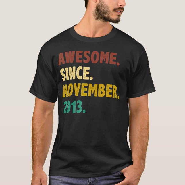 9 Years Old Awesome Since December 2013 9th Birthd T-Shirt (Front)