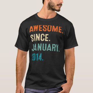 9 Years Old  Awesome Since January 2014 9th Birthd T-Shirt