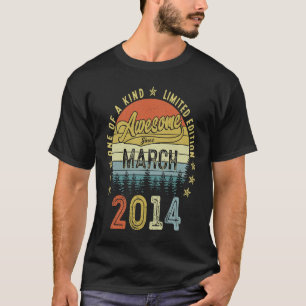 9 Years Old Awesome Since March 2014 9th Birthday T-Shirt