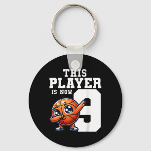 9 Years Old Bday Theme Party Dabbing Basketball 9t Key Ring