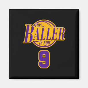 9 Years Old Birthday Basketball Baller Purple And Magnet
