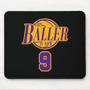 9 Years Old Birthday Basketball Baller Purple And Mouse Mat