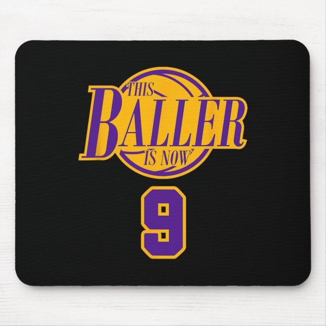9 Years Old Birthday Basketball Baller Purple And  Mouse Mat (Front)