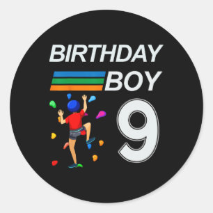 9 Years Old Birthday Bouldering Rock Climbing For  Classic Round Sticker