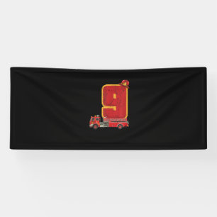9 Years Old Birthday Boy Gifts Firefighter Banner
