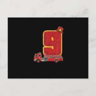 9 Years Old Birthday Boy Gifts Firefighter Holiday Postcard
