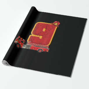 9 Years Old Birthday Boy Gifts Firefighter Wrapping Paper