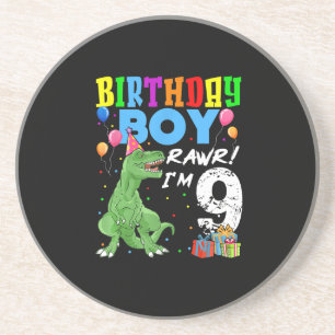 9 Years Old Birthday Boy T Rex Dinosaur Coaster