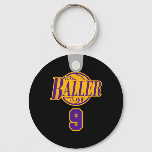 9 Years Old Birthday Bysketbyll Byller Purple And  Key Ring