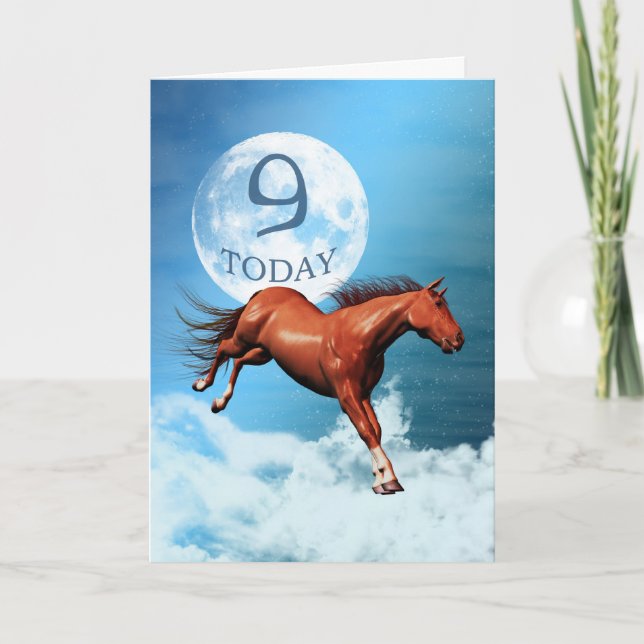 9 years old birthday card with spirit horse (Front)