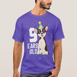 9 Years Old Birthday Outfit Chihuahua Dog Party 9t T-Shirt