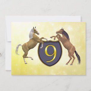 9 years old birthday party rearing horses invitation
