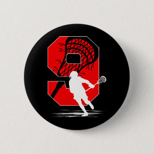 9 Years Old Boy Lacrosse Themed 9th Birthday Party 6 Cm Round Badge
