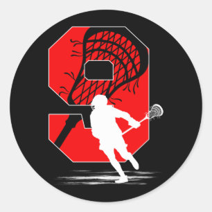 9 Years Old Boy Lacrosse Themed 9th Birthday Party Classic Round Sticker