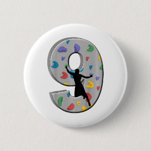 9 Years Old Climber Birthday Bouldering Climbing R 6 Cm Round Badge
