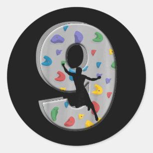 9 Years Old Climber Birthday Bouldering Climbing R Classic Round Sticker