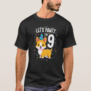 9 Years Old Corgi Dog 9th Birthday Party Outfit K T-Shirt