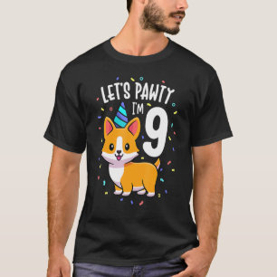 9 Years Old Corgi Dog 9th Birthday Party Outfit K T-Shirt